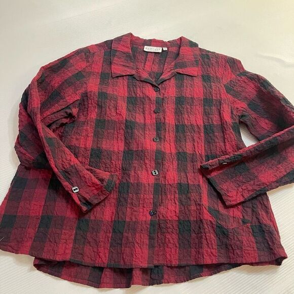 Habitat Clothes To Live In Red Black Lagenlook Tunic Top Size Medium - Picture 1 of 7